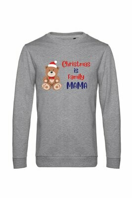 Personalised Christmas Sweatshirt 'Christmas is Family' in Grey (Light Oxford)