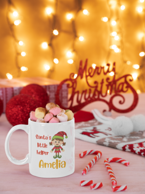 Personalised Elf Coffee Mug 'Santa's little helper'