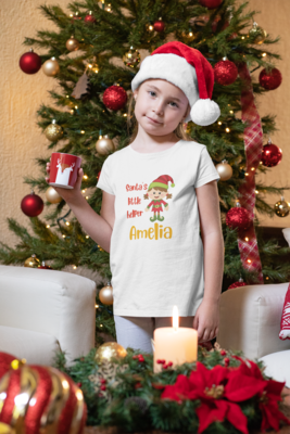 Personalised Christmas ELF T-shirt 'Santa's little helper' in White