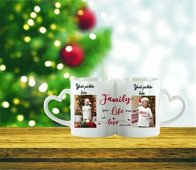 'FAMILY' Personalised 2 Photos Coffee Mug