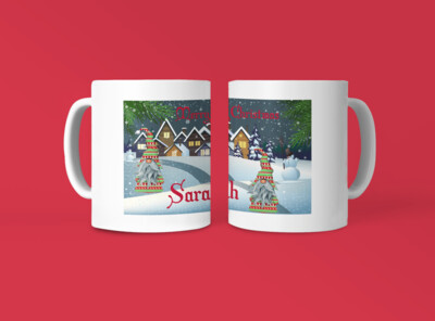Christmas Background with green gnome Personalised Coffee Mug