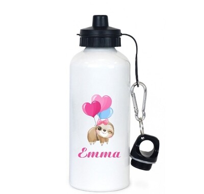 Personalised Pink Sloth Water Bottle