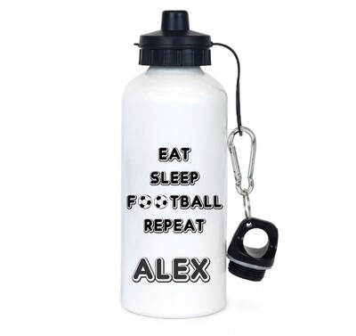 Personalised Eat Sleep Football Repeat Water Bottle