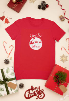 Personalised Christmas T-shirt 'believe'
