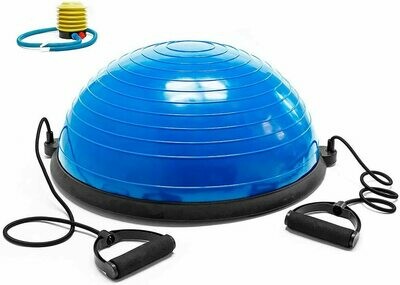 Bosu StrongerFit | 58 CM Diámetro, Peso Máximo Soportado 125 KG Azul y Gris