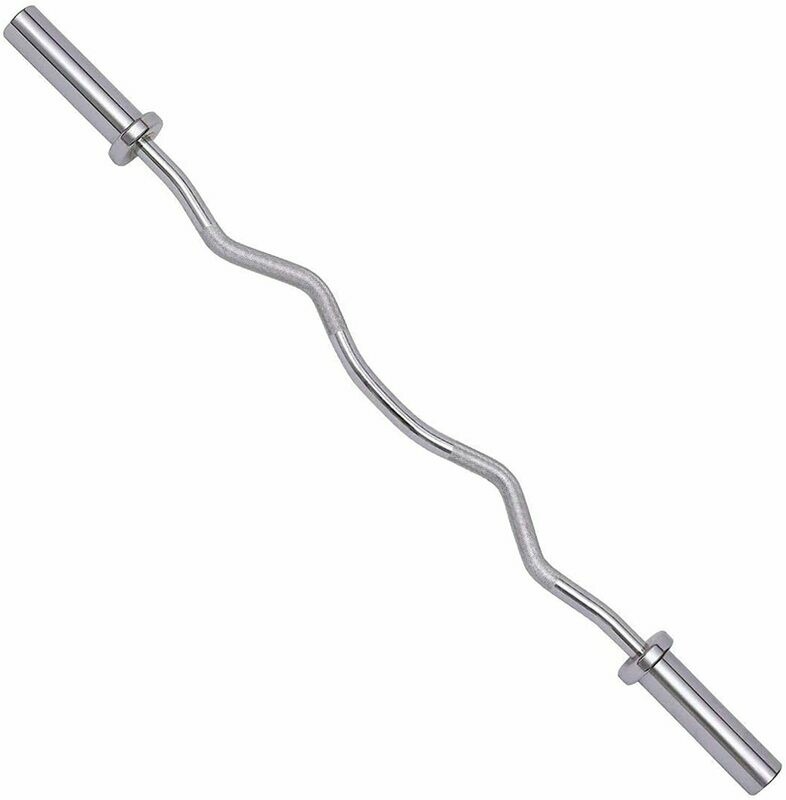 Barra Curl Z 10 KG y 1,2 M,  50 MM, Acero Cromado  y Aguanta 300 KG