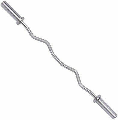 Barra Curl Z 10 KG y 1,2 M,  50 MM, Acero Cromado  y Aguanta 300 KG