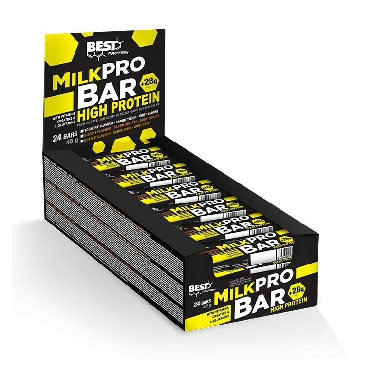 MilkPro (24 barritas x 45 g) | Alto contenido en Proteínas