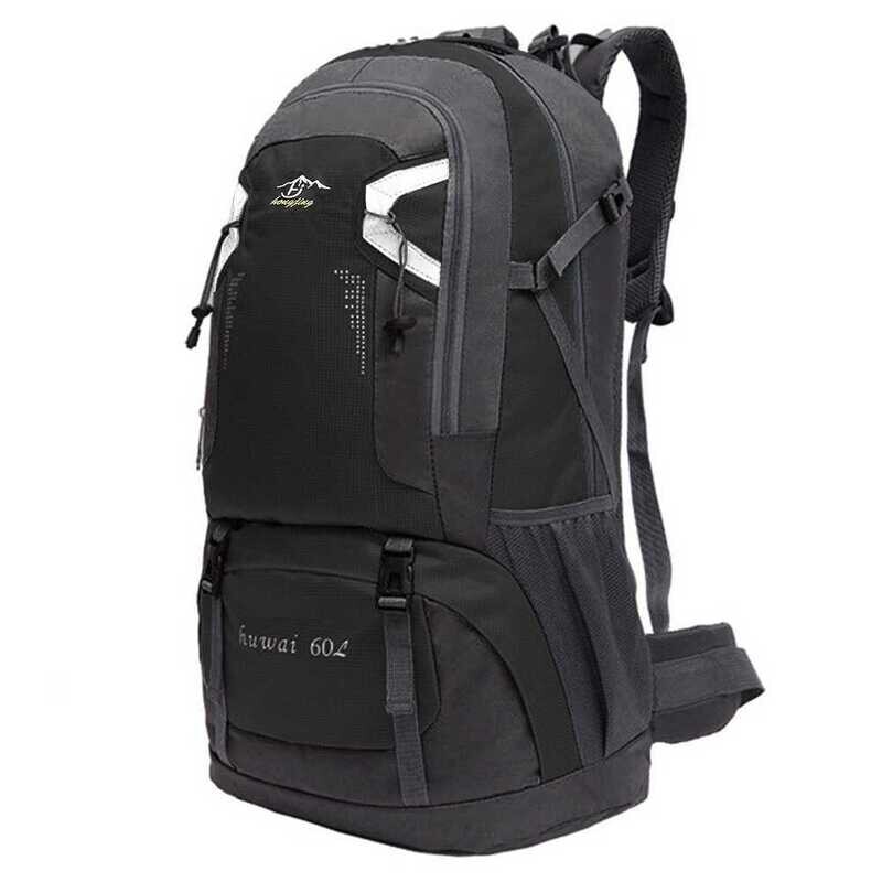 Mochila Negra 60 Litros Impermeable con Cierres Asas y Correas de Seguridad