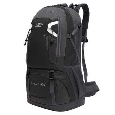 Mochila Negra 60 Litros Impermeable con Cierres Asas y Correas de Seguridad