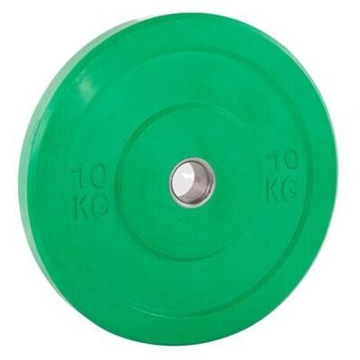 Disco Olímpico 50 mm Bumper 10 kg. Color Verde