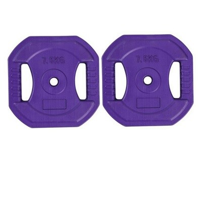 Set 2 discos pump de pesas de 7,5 kg - 25 mm diámetro agujero. Reacondicionados