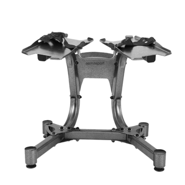 Soporte para Mancuernas Ajustables con Base Estabilizadora Fitness Musculación Gris