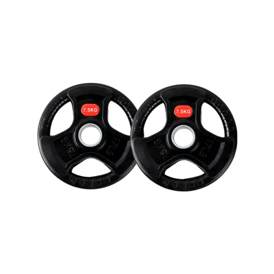 2 Discos de Pesas 7,5 kg 30 mm de 3 agarres con Recubrimiento de Caucho Fitness