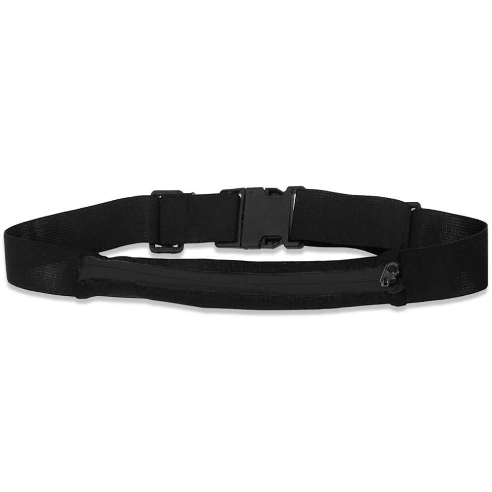 Riñonera Deportiva Ajustable Negra con Bolsillo elástico con cremallera