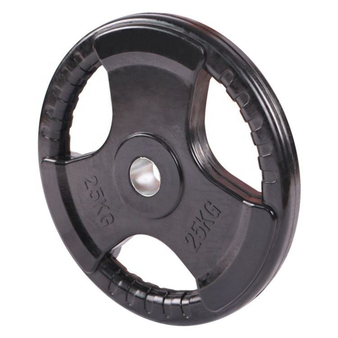 Disco de Pesas 25 kg Olímpico 50 mm Goma Premium 3 Agarres Reacondicionado