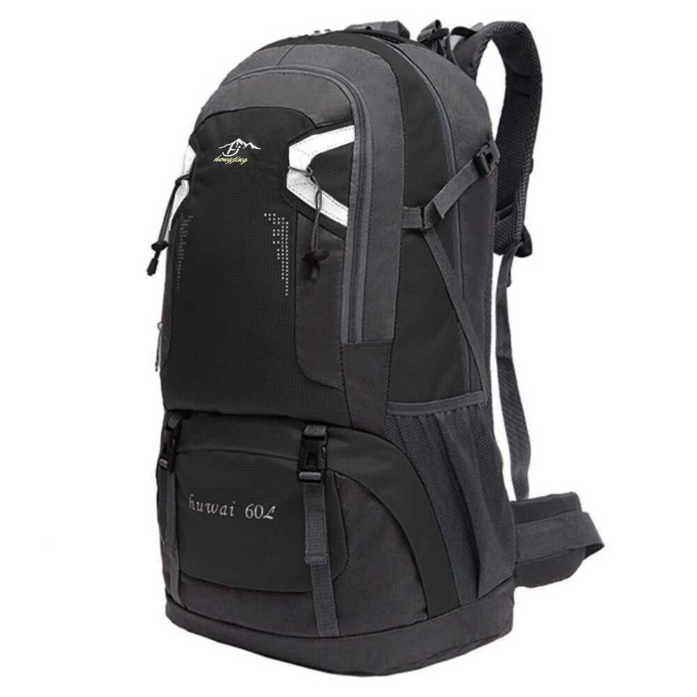 Mochila Negra 60 Litros Impermeable con Cierres Asas y Correas de Seguridad