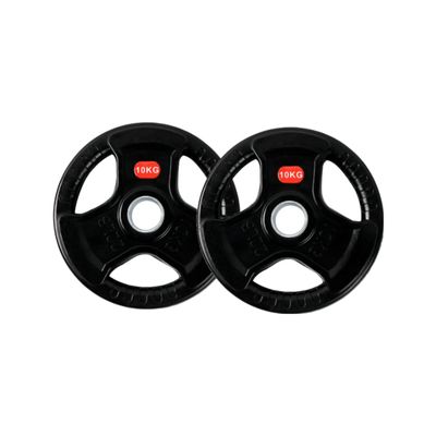 2 Discos de Pesas 10 kg 30 mm de 3 agarres con Recubrimiento de Caucho Fitness