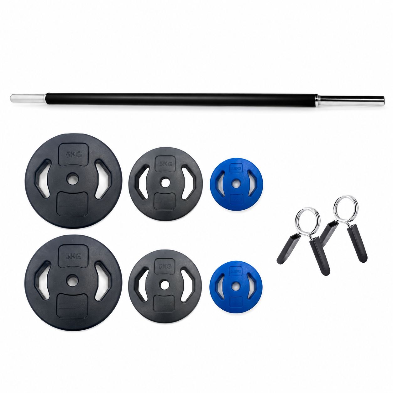 Set Pump Completo 20 kg 30 mm Discos Goma Redondos Fitness