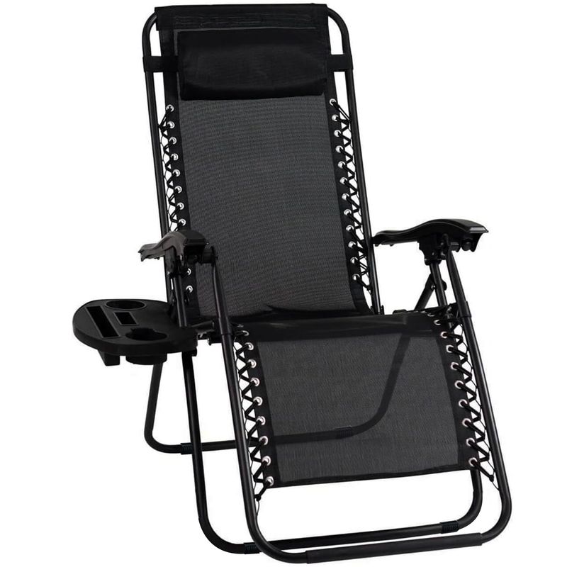 Silla Plegable Camping Tipo Tumbona Multiposición Negro