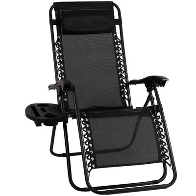 Silla Plegable Camping Tipo Tumbona Multiposición Negro Silla Plegable Camping Tipo Tumbona Multiposición Negro