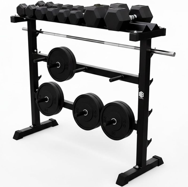 Soporte de Mancuernas Discos y Barras Multifuncional Fitness Negro