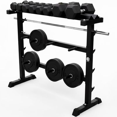 Soporte de Mancuernas Discos y Barras Multifuncional Fitness Negro