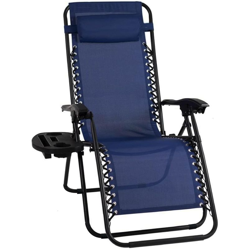 Silla Plegable Camping Tipo Tumbona Multiposición Azul