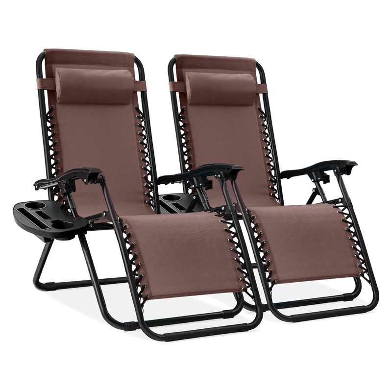 2 Sillas Plegable Camping Tipo Tumbona Multiposición Marrón
