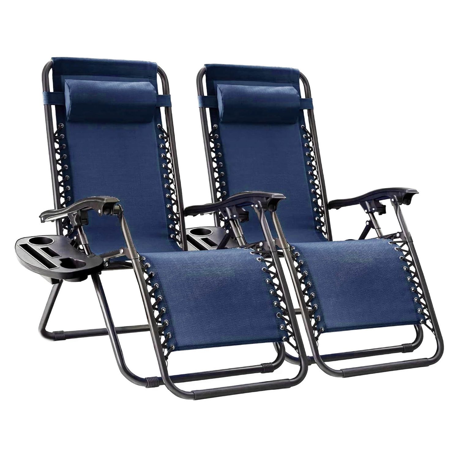 2 Sillas Plegable Camping Tipo Tumbona Multiposición Azul