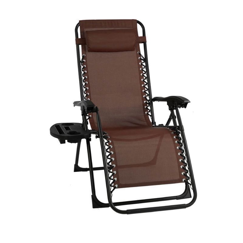 Silla Plegable Camping Tipo Tumbona Multiposición Marrón