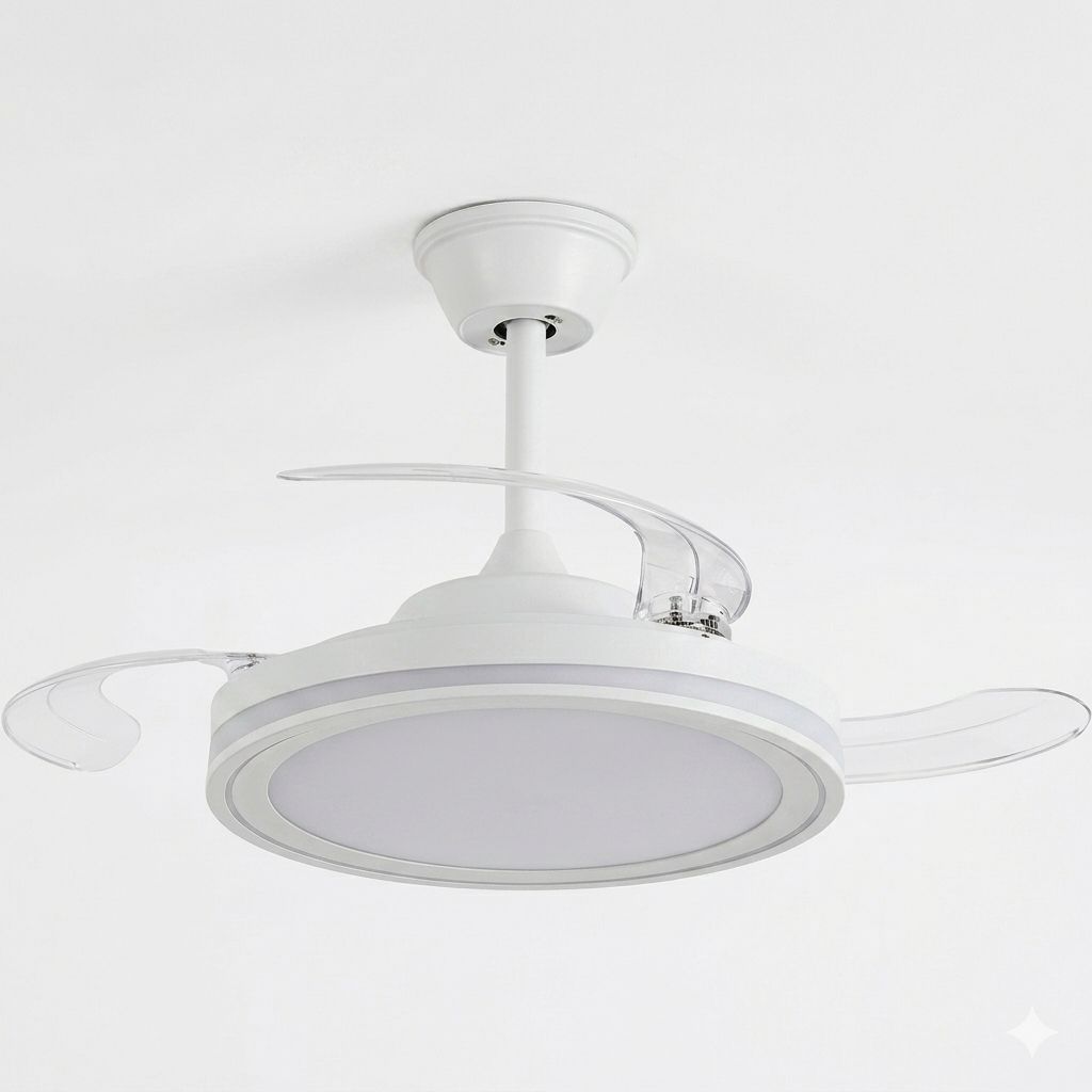 Ventilador de Pared 6 Velocidades Luces LED Regulable Blanco