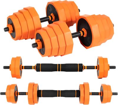 Kit Mancuernas Ajustables 50 kg 2 en 1 Pesos Poligonales Fitness