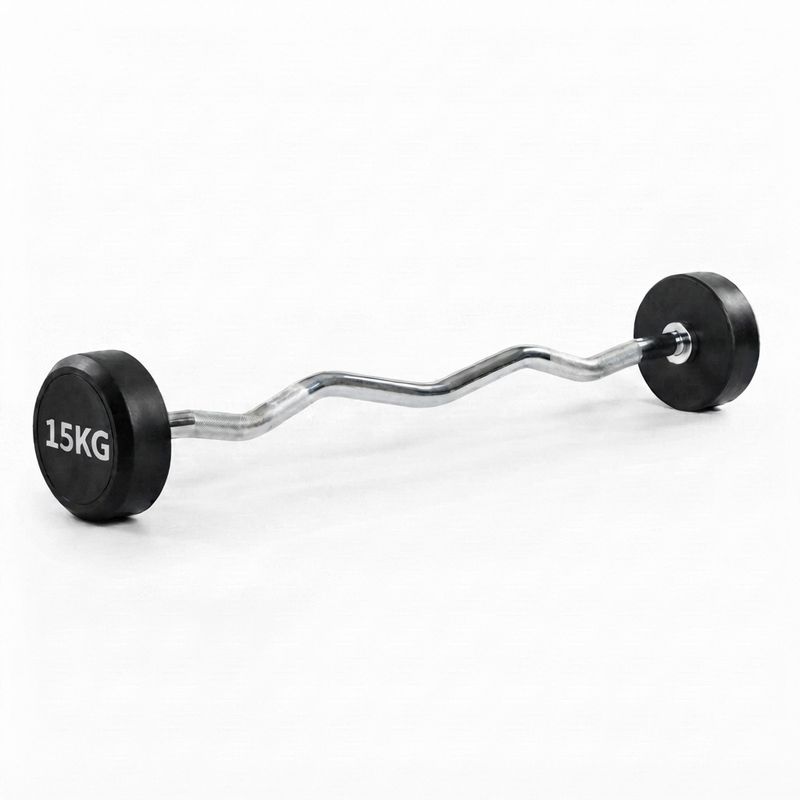 Barra de Pesas Curvada o Z Montada 15 kg Musculación Fitness