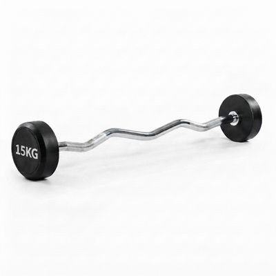 Barra de Pesas Curvada o Z Montada 15 kg Musculación Fitness