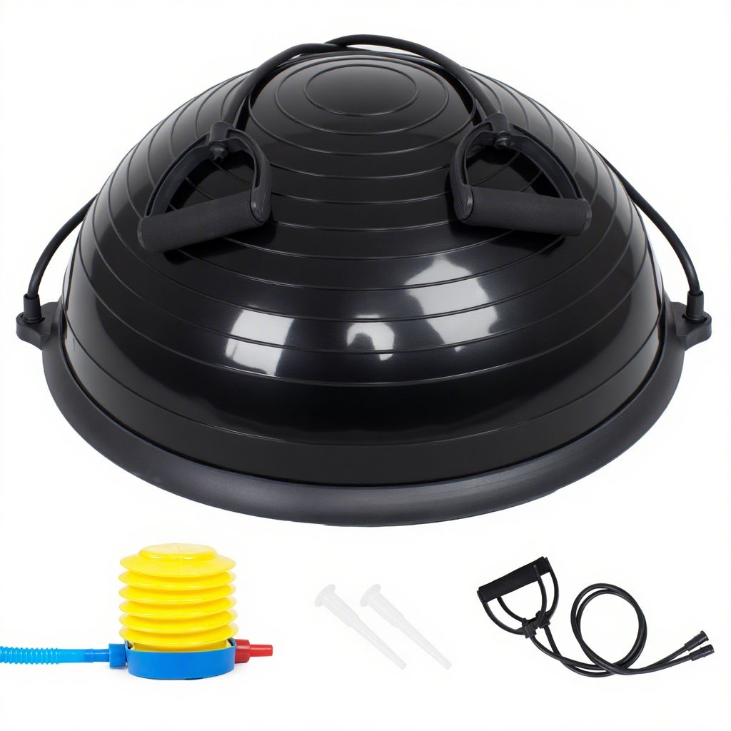 Semiesfera de Equilibrio StrongerFit 58 cm Negra con Tensores e Inflador