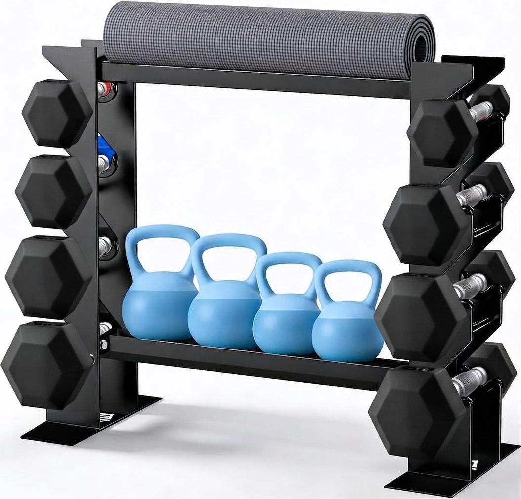 Soporte Organizador Pesas Vertical/Horizontal Fitness Negro