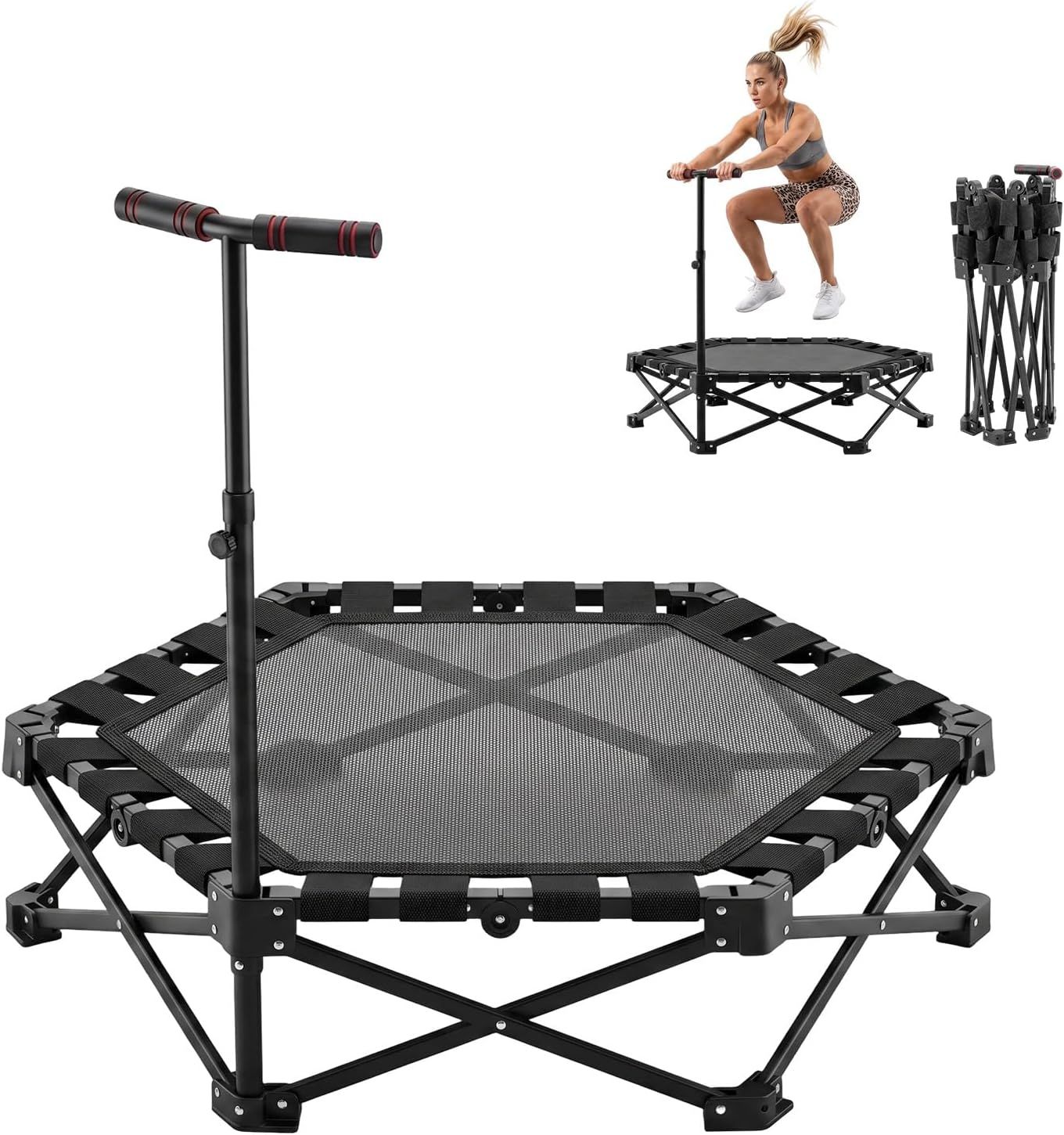 Trampolín Elástico Hexagonal Adultos y Niños 3 Alturas Ajustables Estable 150 kg