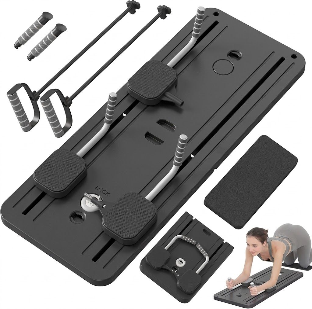 Tabla Reformadora 4 en 1 Pilates Multifunción Plegable Negro Fitness