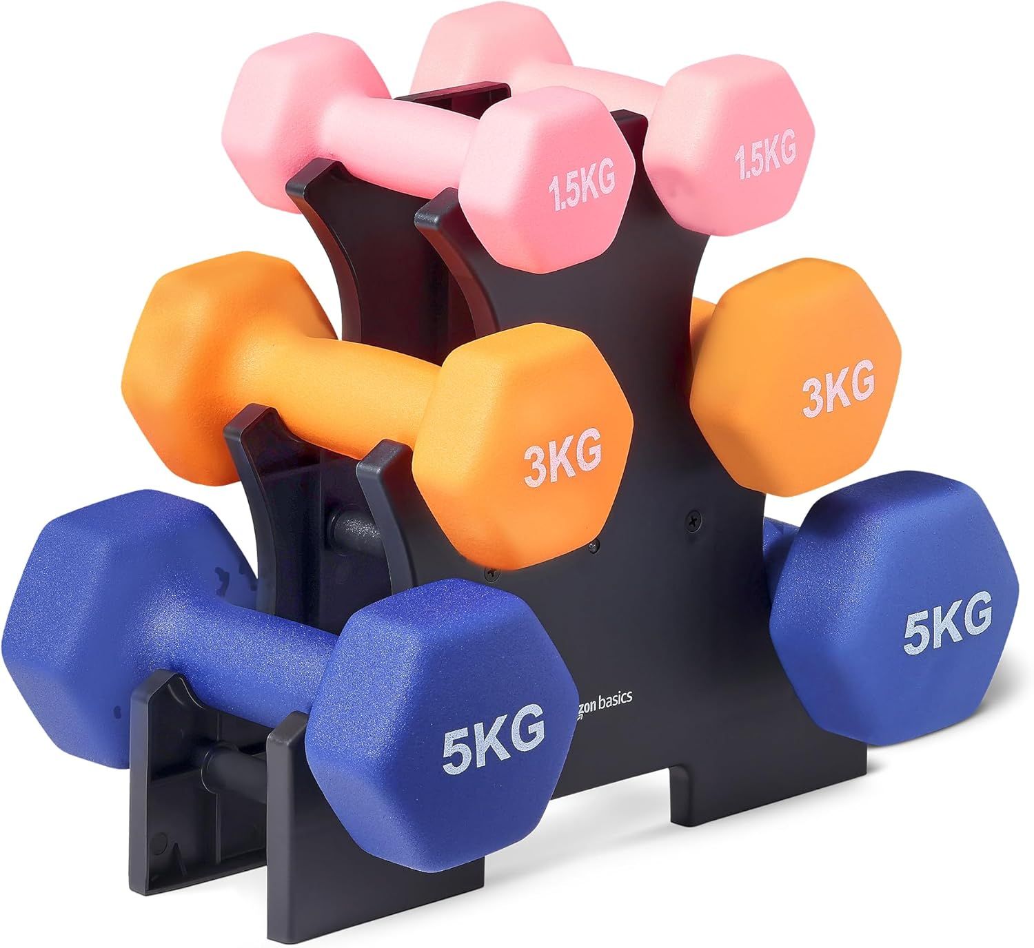 Estante Mancuernas Pesas Hexagonales con 3 Pares Pesas Fitness Gimnasia