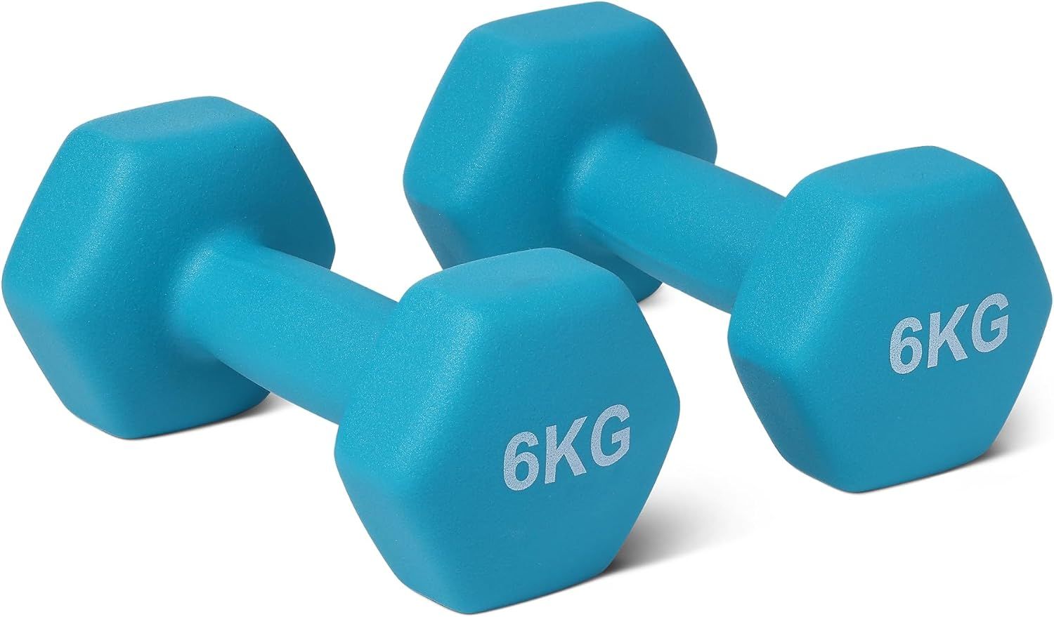2 Mancuernas Pesas Hexagonales 6 kg Neopreno Fitness Gimnasia Azul