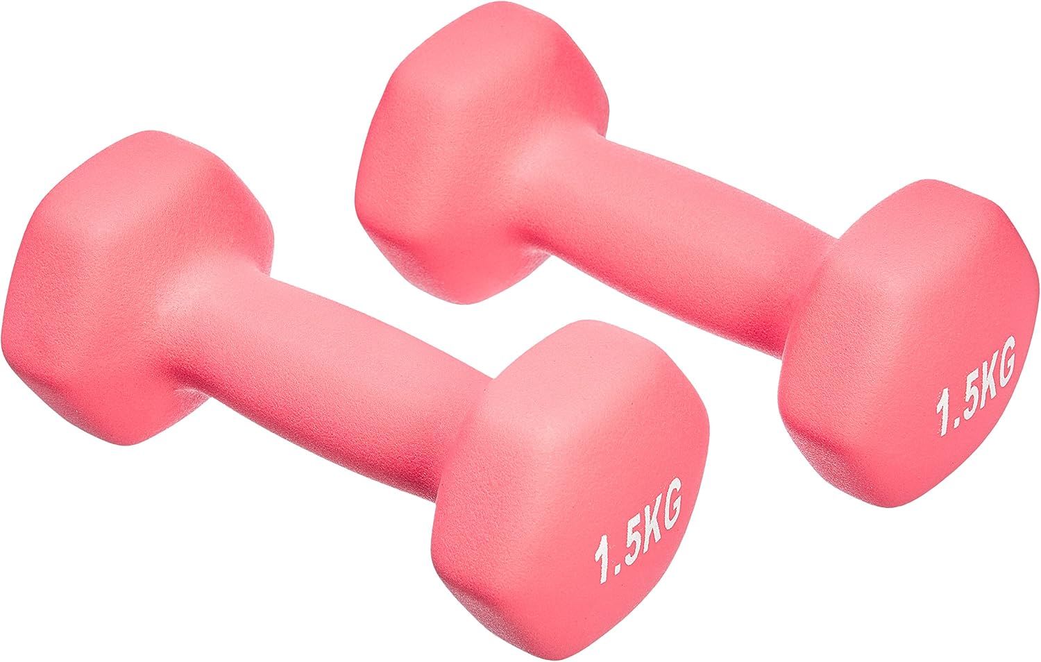 2 Mancuernas Pesas Hexagonales 1,5 kg Neopreno Fitness Gimnasia Rosa