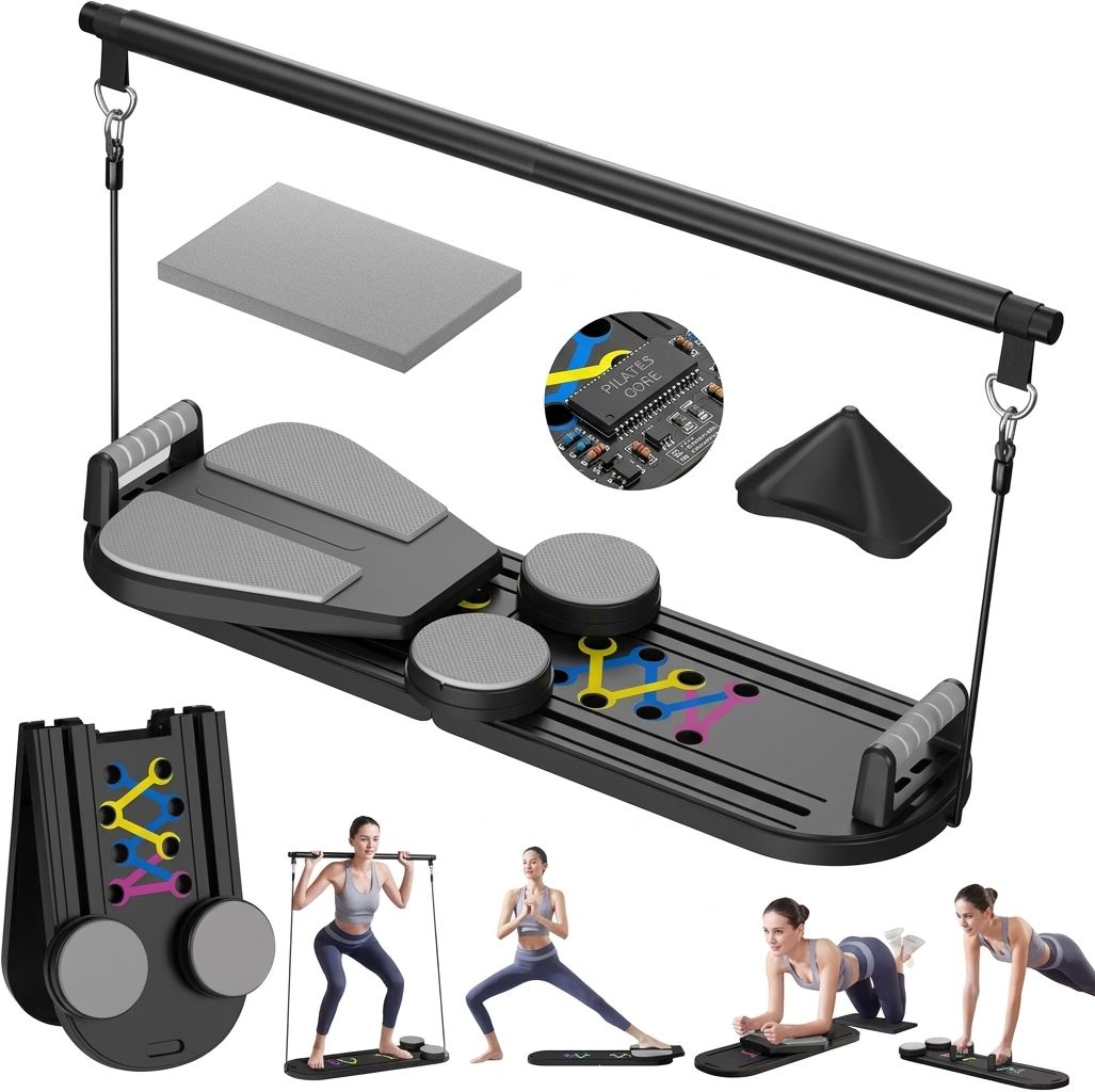 Tabla Reformadora 6 en 1 Pilates Multifunción Plegable Negro Fitness