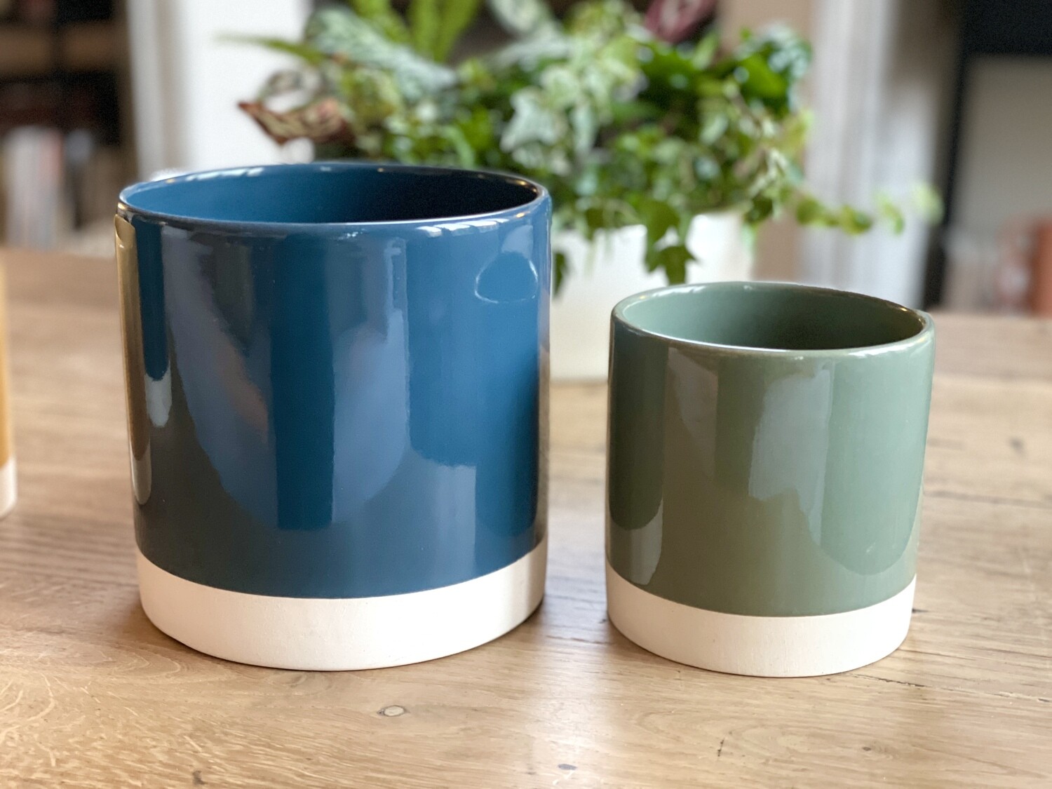 Duo caches pots bleu / vert