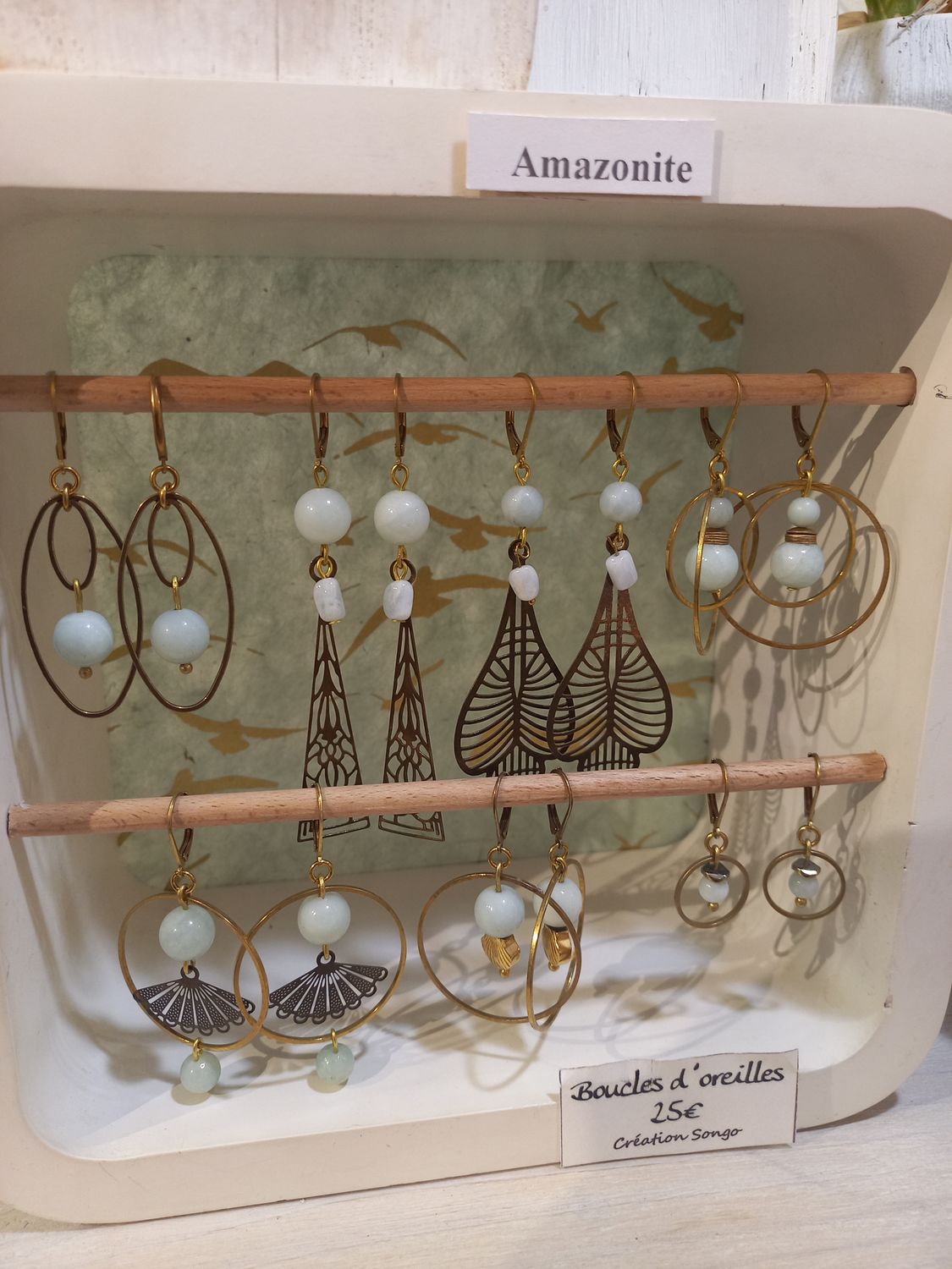 Boucles d'oreille amazonite