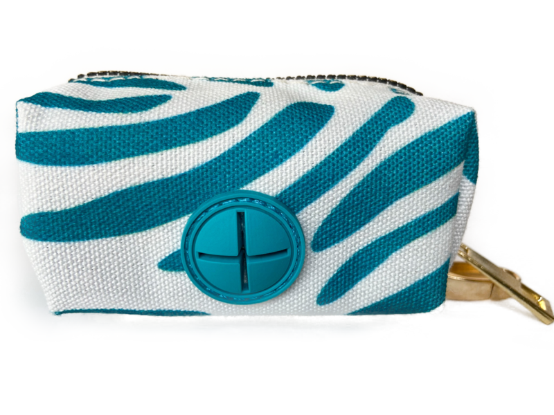 Poepzakjeshouder - Poepzakjes dispenser - Turquoise blauw - Wit - Tijgerprint
