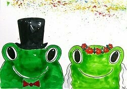 Grußkarte Frosch Hochzeit