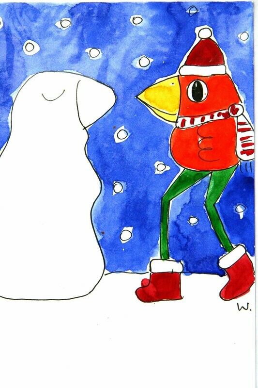 Geschenkanhänger Klappkarte Schneemann