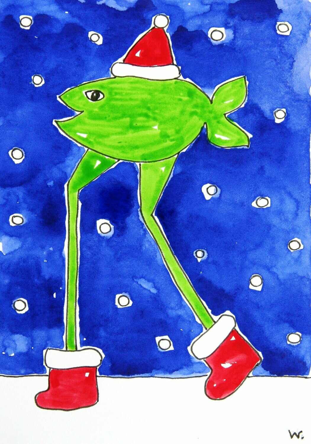 Grußkarte Weihnachtsfischogel
