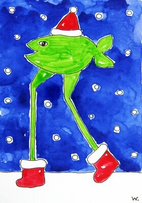 Grußkarte Weihnachtsfischogel